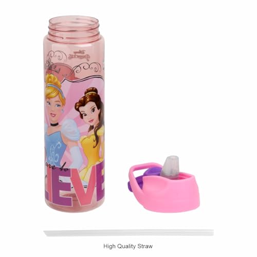 Image of SKi Homeware Plastic GLIDE Sipper Bottles Combo|800 ML + 650 ML|for School,Sports|Teens & Kids|set of 2 bottles|Leakproof,Pop-up Sipper with Handle|Character Merchandise|Princess,Multicolour