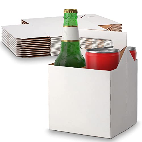 Portabotellas de cartón blanco para 4 botellas de 12 oz, caja de transporte de cerveza