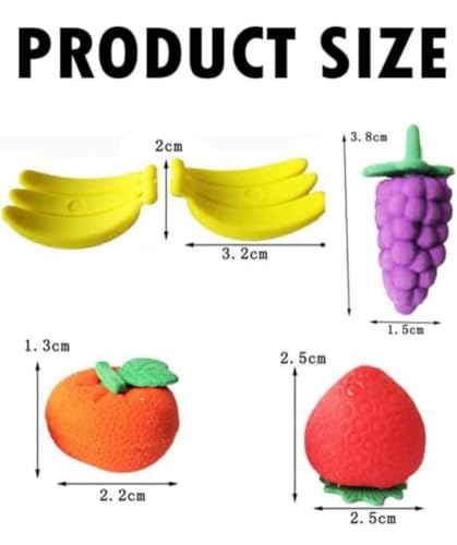 Image of Fruit Shaped Eraser Set (4 Pcs) - Multicolor Rubber School Eraser - Cute Designer Shapes, Multi-Color