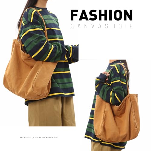 Image of Canvas Tote Bag for Women Large Hobo Shoulder Bag for Work Travel Casual Message Bag Tote Purse handbags