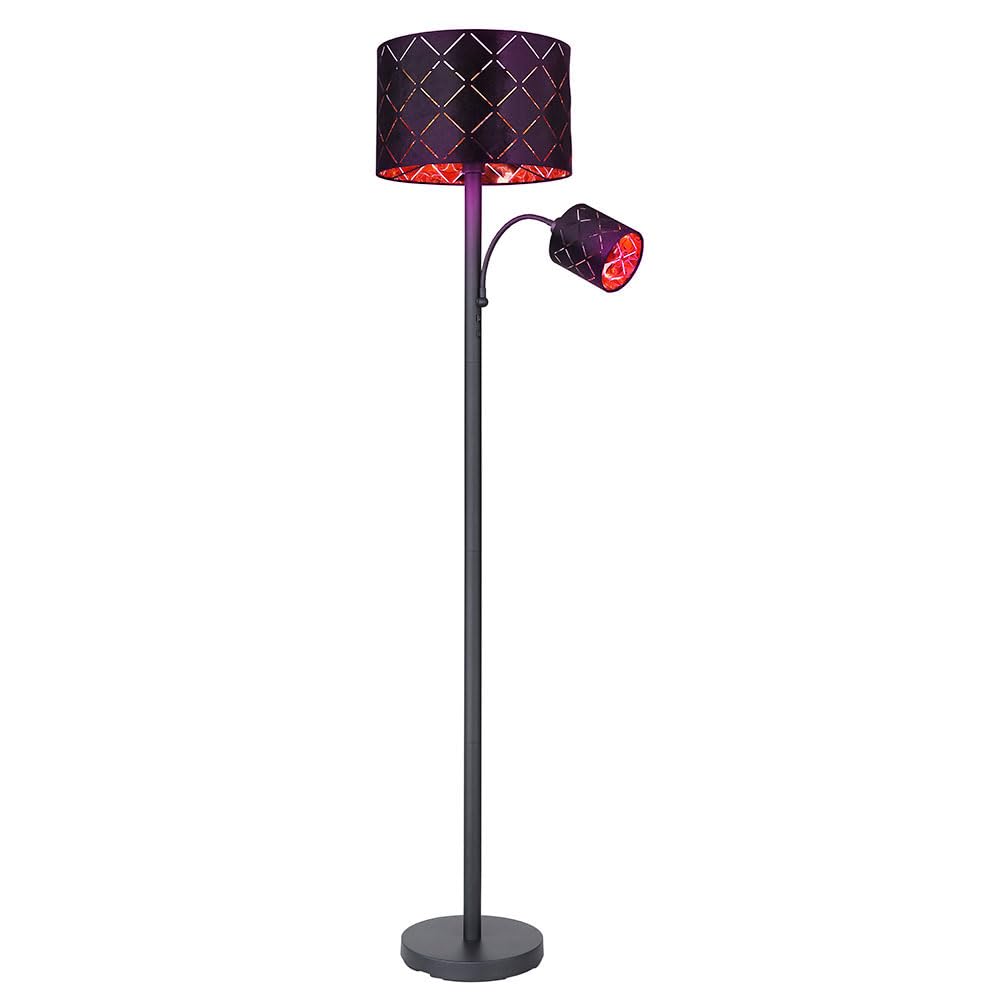 Stehleuchte mit Leselampe Stehlampe Wohnzimmer Stehleuchte Leseleuchte schwarz gold, Fernbedienung dimmbar, 1x 8,5W 1x 4,8W, DxH 35 x 162 cm