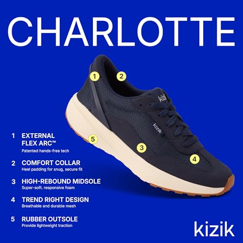 Kizik Womens Shoes: Charlotte - Comfortable, Breathable, Casual Slip On Sneakers, Lightweight Mesh, Hands Free Convenience in a Timeless Style - Womens Regular Width3
