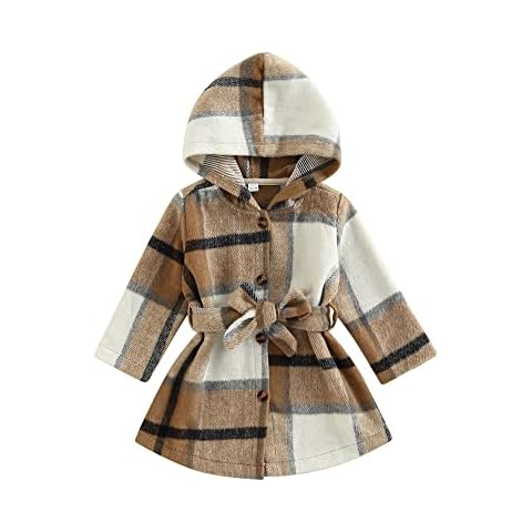 Toddler Baby Girl Dress Coat Long Sleeve Leopard Baby Girl Fleece Jacket Fall Winter Outerwear Outfit (Plaid, 2-3 Years) Cover