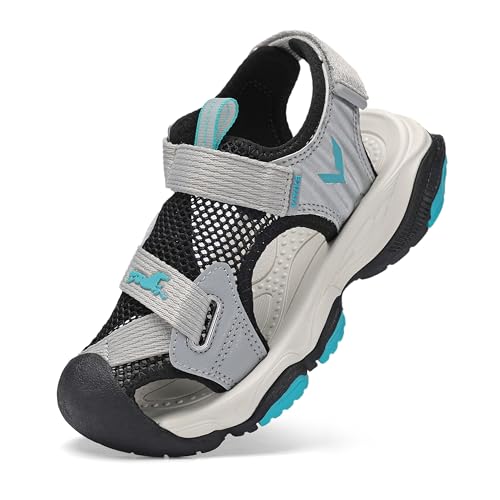 Image of JMFCHI Boys Girls Kids Closed Toe Sports Sandals Summer Water Shoes | Little /Big Kid,Comfortable lightweight,Non-slip soft sole,Hook-and-loop closure,Easy wear,Anti-collision toe,Daily casual