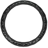 ハンドルカバー トラック 34cm-51cm 大型 厚さ4.6mm ストレッチ可能 ダンプ バス ハンドル用カバー キルティング ステアリングカバー トラック用品 大型車 普通車 ステアリングカバー レザー 汎用 滑り防止 ハンドル 保護カバー カスタム 内装パーツ アクセサリー 車用（ブラック40cm）