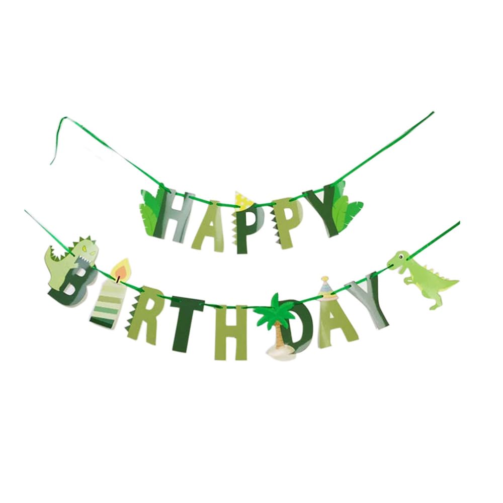 Happy Birthday Banner Dinosaur Themed Decoration Dinosaur Fossil Bunting for Happy Birthday Party Supplies