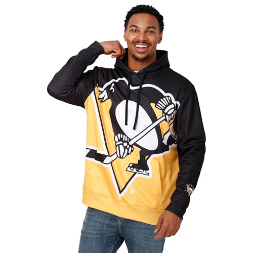 FOCO Pittsburgh Penguins NHL Mens Colorblock Big Logo Printed Hoodie - L