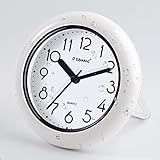 JIBANG Bathroom Wall Clock, Waterproof Suction Cup Silent Non Ticking Clocks with Stand for Desk Bed