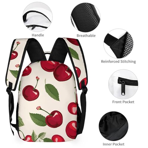 Red Cherry Pattern Backpack Set Lightweight Bag Lunch Box Pencil Bags for Women Men Bookbags 3 in 13