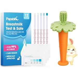 Papablic Baby Toothbrush Teether and Alcohol Test Strips for Breastmilk