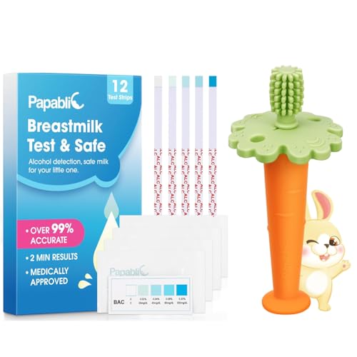 Papablic Baby Toothbrush Teether and Alcohol Test Strips for Breastmilk