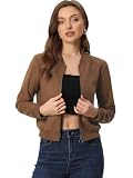 Allegra K Cropped Moto Bomber