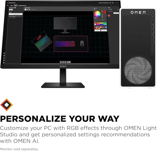 Image of HP OMEN 16L TG03 Gaming Desktop PC | Intel Ultra 7 265F Processor | NVIDIA GeForce RTX 5060 Ti | 16GB GDDR7 RAM | 1TB NVMe SSD | VR-Ready Performance Tower | Panda Metal Finish