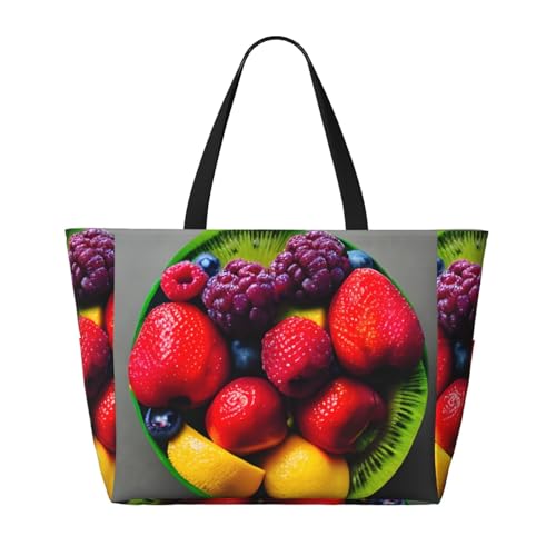 Fresh And Juicy Fruit Rainbow Print Large Gym Tote Carry On Bag With Wet Compartment For Travel2