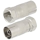 POBADY 2PCS Aerial Coaxial Cable Adapter F Type Male to TV Female Adapter DVB-T T2 Tuner Antenna HD for BK LED 4K 3D UHD