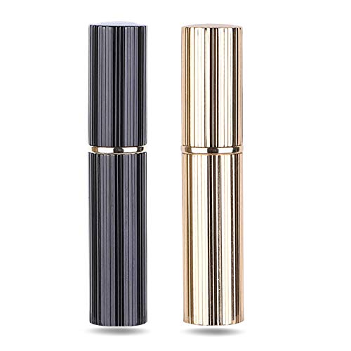 AsaNana Parfümzerstäuber nachfüllbar, Befülltechnik ohne Trichter leer Parfüm Zerstäuber Sprühflasche für Reise Handtasche unterwegs - 5ml (Pro-2P-Black&Glod) Cover