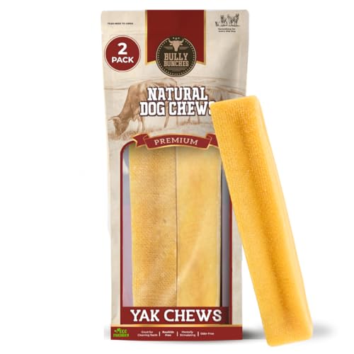 Bully Bunches Medium Authentic Yak Cheese Himalayan Chews for Medium & Small Dogs - All Natural Dog Treat Dental Chews Made with Real Yak Milk - Lactose & Rawhide Free (2 Pk)