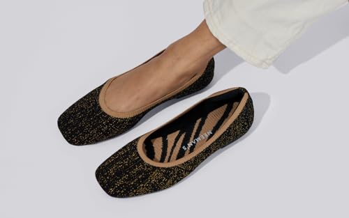 Image of Neeman's Metallic Square Flats for Women | Ballerinas & Slip On Casual Shoes| Comfortable & Flexiable