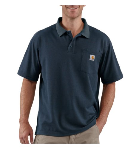 Carhartt, Herren, Weites, mittelschweres, kurzärmliges Polohemd mit Tasche, Marineblau, M – Ansicht 1