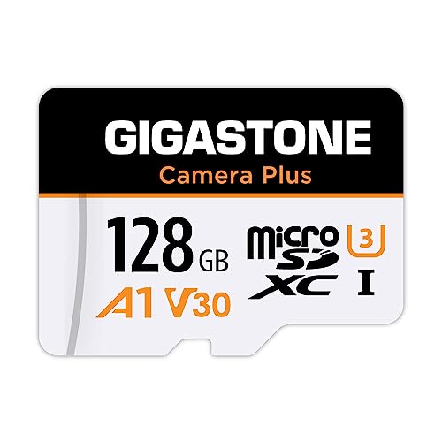 [GIGASTONE] Karta Micro SD 128 GB, kamera Plus, GoPro, kamera akcji, kamera sportowa, wysoka prędkość 100 MB/s, nagrywanie wideo 4K, karta pamięci MicroSDXC UHS-I A1 V30 U3 klasa 10