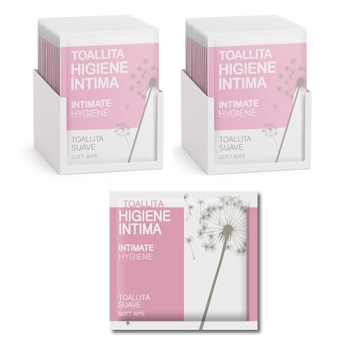 Pack 50 toallitas húmedas íntimas en sobres individuales - higiene femenina diaria - fórmula suave y refrescante - ideales para viaje, gimnasio u oficina - toallitas desechables para cuidado íntimo