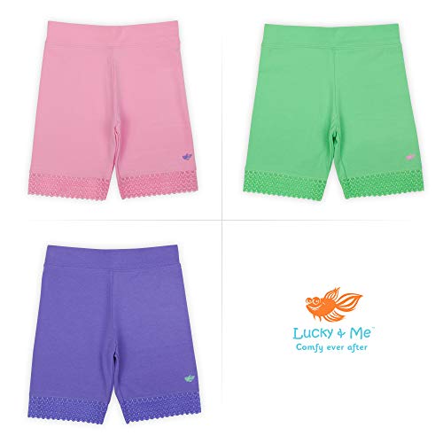 Lucky & Me Girls Bike Shorts, Super Soft Cotton Modal Blend with Lace Trim, Jada 3 Pack4