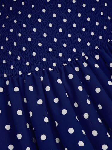 Image of Aahwan Polka Dots Halter Long Dress Backless A Line Flared Vintage Party Club Dresses for Women's & Girl's