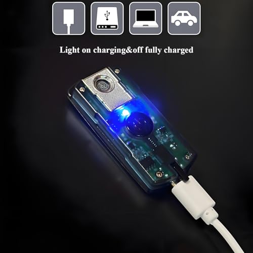 Image of Car Ashtray Detachable Ceramics with Lid Blue Led Light with Removable Lighter USB Charging for Most Car Cup Holder (Grey)