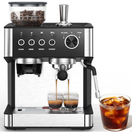 Image of 20 Bar Espresso Machine with Milk Frother, Coffee Machine with Grinder