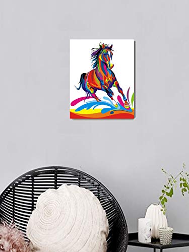 Ifymei Paint By Number For Kids And Adults Beginner, Diy Gift Canvas Painting Kits, 16X20 Inch Colorful Horse [Without Frame] #TOP1