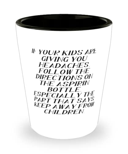Funny Mum, If Your Kids Are Giving You Headaches, Follow The Directions On The Aspirin Bottle, Funny Shot Glass For Mother From Son