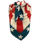 Yellowstone Freedom Vintage Star Burst 35" Cowboy Wild Rag 100% Silk Scarf Bandana Stars USA Wyoming