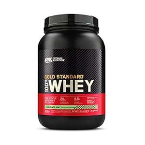 Optimum Nutrition Gold Standard 100% Whey Spieropbouw en Herstel, Proteïnepoeder met Lichaamseigen Glutamine en BCAA Aminozuren, Chocolade Pepermunt Smaak, 29 Porties, 899 g