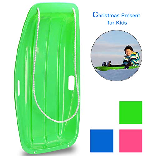 Soosi Plastic Snow Sleds for Kids and Adult, 35”Snow Sled Sleds for Snow