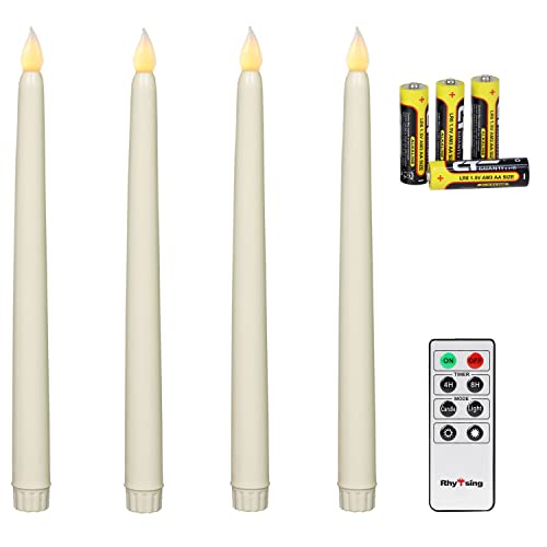Rhytsing Lot de 4 Bougies Chandelier Led Ivoire Télécommandes pour Noël H 27.5cm