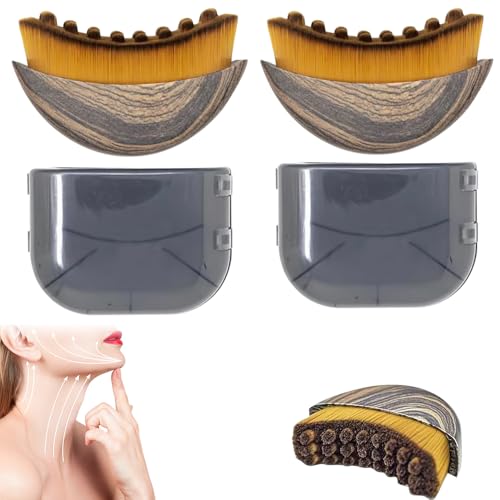 Cepillo facial de contorno linfático, 2 cepillos faciales de cepillado en seco, masajeador de drenaje linfático para cara, escultura de barbilla y mandíbula, herramienta facial portátil, se adapta a