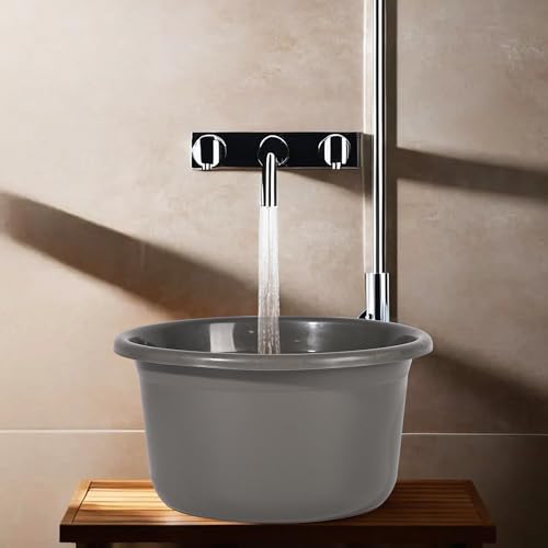 Image of Kuber Industries Bath Tub for Bathroom | 25 LTR | Portable & Durable Water Washroom Tub | Baby Bathing Tub | Clothes Washing Tub for Bathroom | Plain - Grey