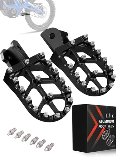 JFG RACING Dirt Bike Foot Pegs 7075 Aluminum CNC Pedals Rests for Surron Light Bee X and S/E Ride Pro S SS SR/CRF150F CRF230F 03-19/CRF250F 19-24/XR150L 15-24/KDX200 83-94-Black