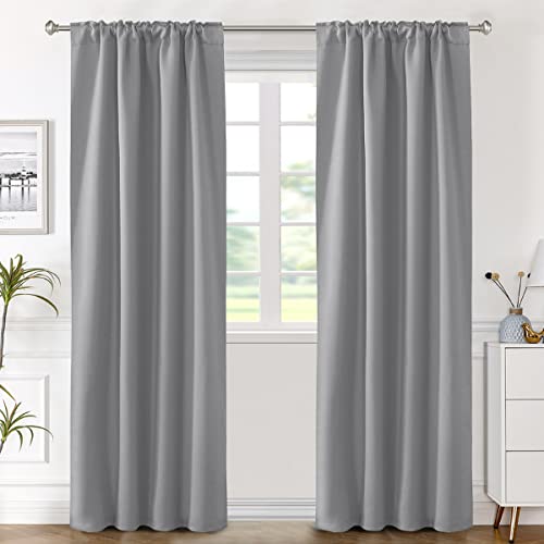 Image of H.VERSAILTEX Blackout Curtains Thermal Insulated Window Treatment Panels Room Darkening Blackout Drapes for Living Room Back Tab /Rod Pocket Bedroom Draperies (2 Panels, Grey, 42 x 84 Inch)