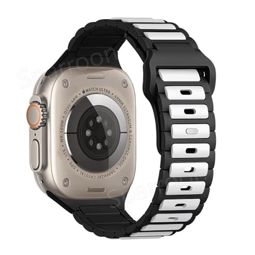 Bracelet de sport en silicone blanc et noir iWatch 38mm résistant aux rayures