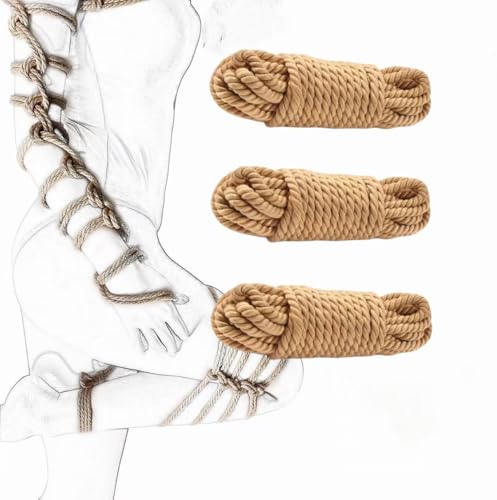 3pcs Beige 10/5 Meter Bondage BDSM Cotton Super Soft Cotton Rope Fetish SM Kinky Sex Adult Game Toy Soft Hemp Sex Restraint Toys (3PCS Each 5M)