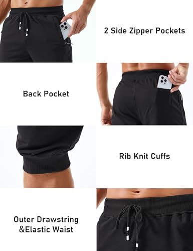 MAGCOMSEN Men's 3/4 Joggers Capri Pants with Zipper Pockets Slim Fit Training Running Workout Capri Joggers4