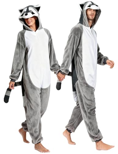 ABPTBAZ Loose - fitting Adult Raccoon Lizard Crow Onesie Pajamas Halloween Christmas Cosplay Costume Women Men