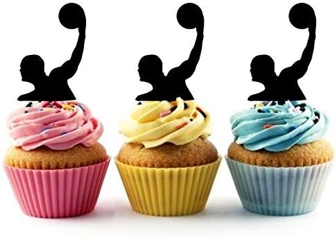 Whimsical Practicality Water Polo Silhouette Acrylic Cupcake Toppers 12 pcs