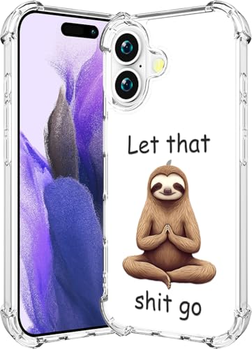 Coque iPhone 17 transparente antichoc motif paresseux marron pour femme