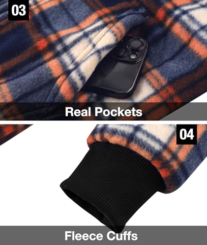 Image of GEEK LIGHTING Boys Flannel Jacket Sherpa Lined Hoodies Zip Up Fleece Plaid Shirt Jackets Winter Outdoor Coat Warm