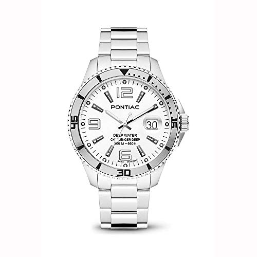 Pontiac Deep Water Swiss Made Steel Dive Watch 20ATM 43mm
