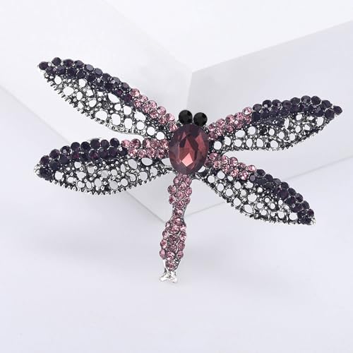 Image of Dragonfly Brooch Rhinestone /Enamel Dragonfly Brooches Lapel Pin for Women Elegant Outfits Dragonfly Jewelry Gifts