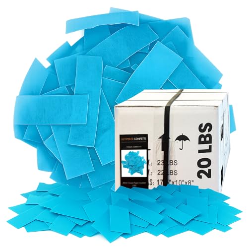 Image of Ultimate Confetti, Turquoise color Biodegradable Confetti - Rectangular Tissue Paper Confetti for Cannon and Launcher use - Best for Gender Reveal, Parties, Concerts and Weddings - 20 lb, 320 oz