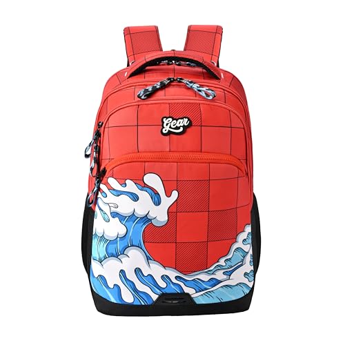 Image of Gear Shuffle 4 Compartment Backpack 17 inch /31L Medium Water Resistant School Bag /Casual 4 Compartment Backpack /Daypack /Kids Bag for Boys /Girls (Red-Blue)